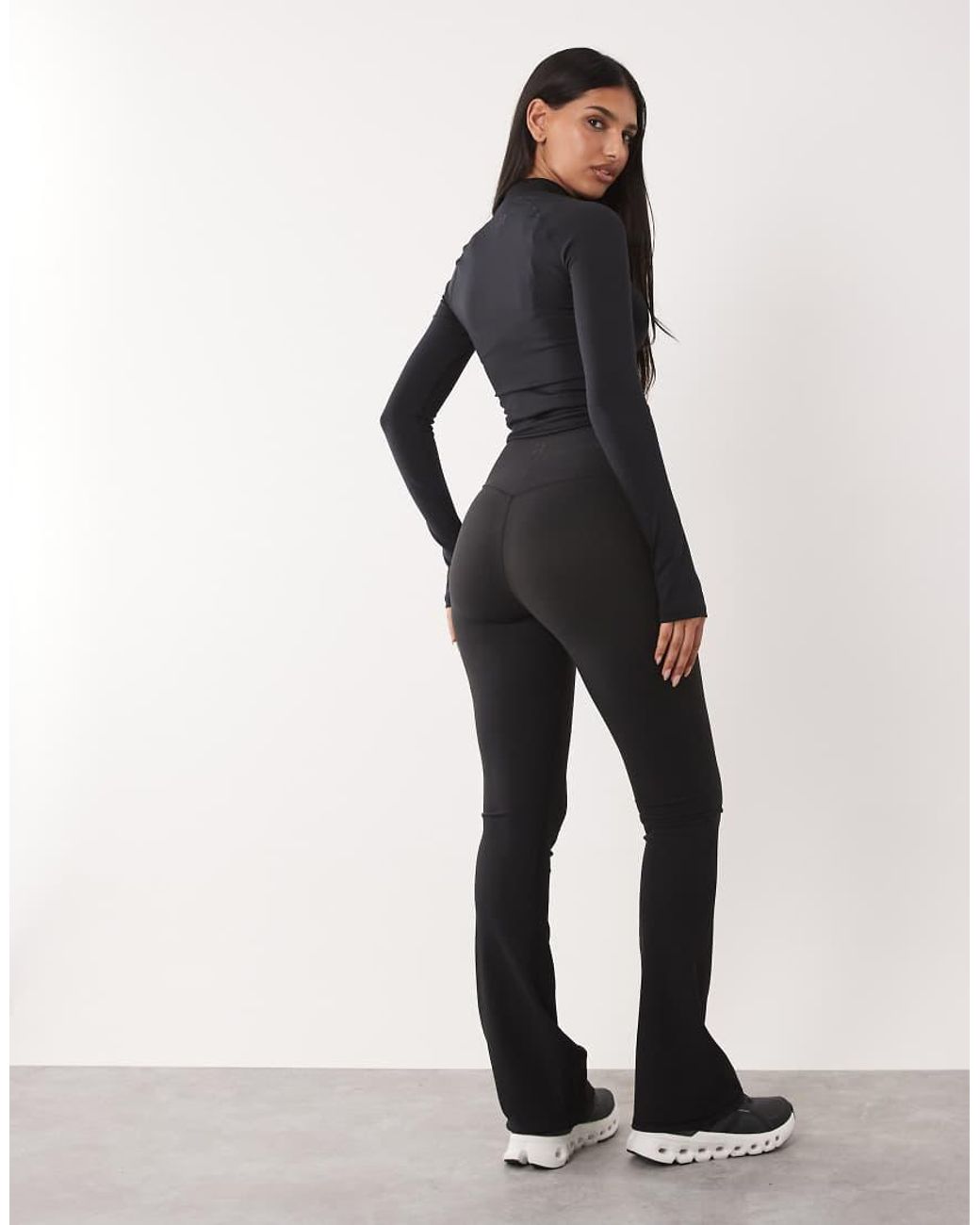 4505 Black Hourglass Micro Rib Wrap Waist Slim Kick Yoga Legging