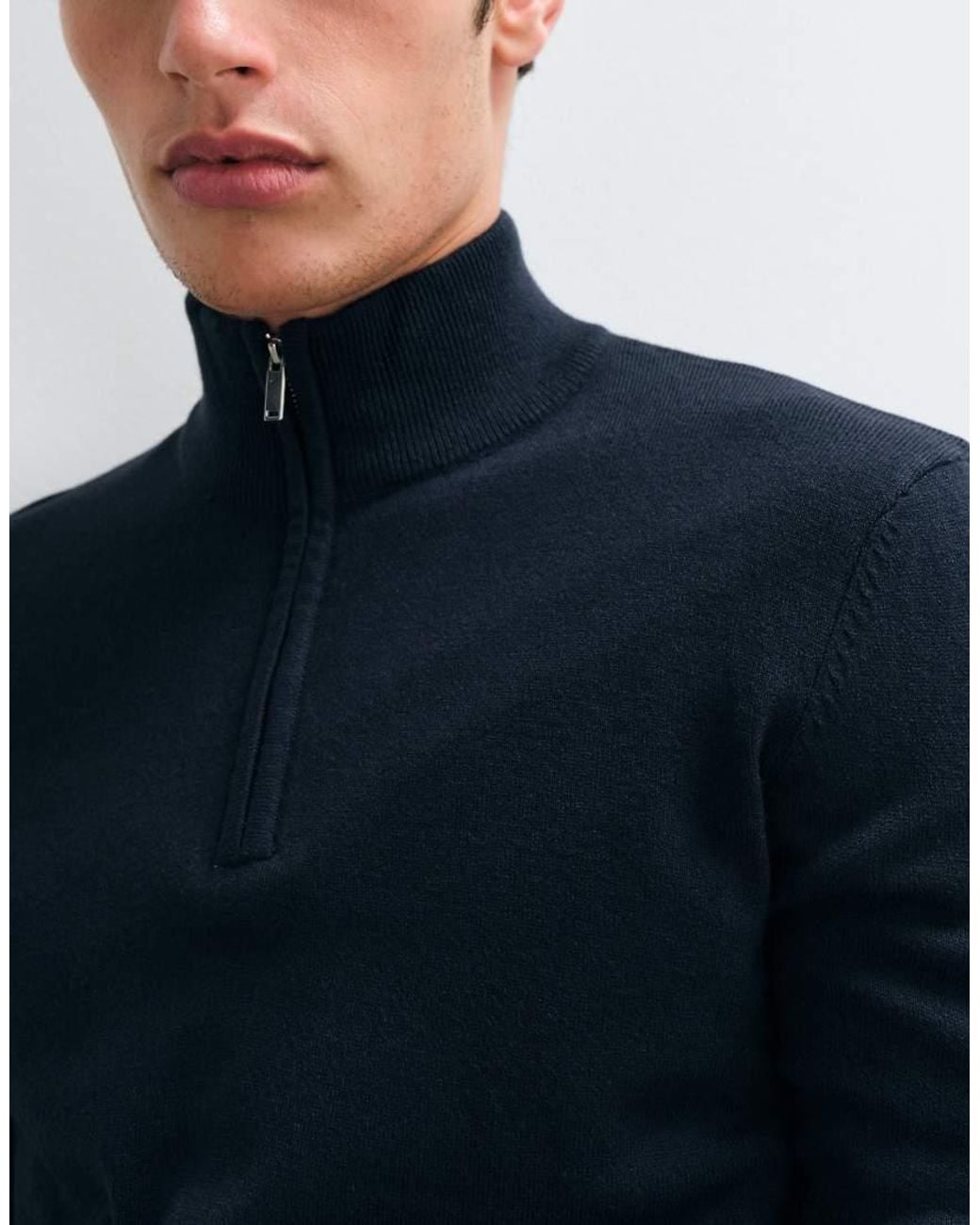 New Look Blue 1/4 Zip Funnel Neck Jumper for men