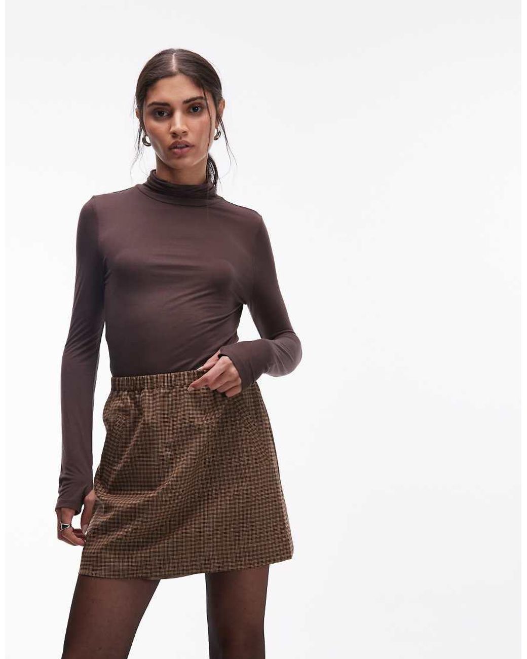 ARKET Brown Wool Blend Mini Skirt