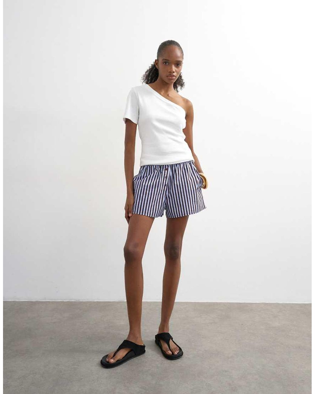 TOPSHOP White Poplin Stripe A Line Boxer Short