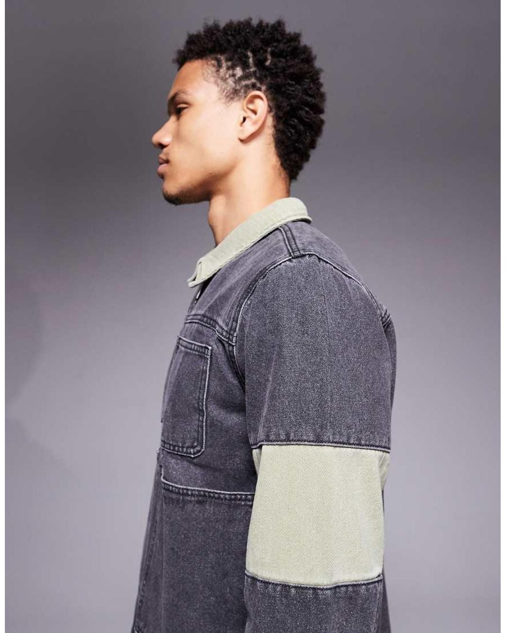 Liquor N Poker Blue Relaxed Zip Denim Biker Panel Jacket Co-ord for men