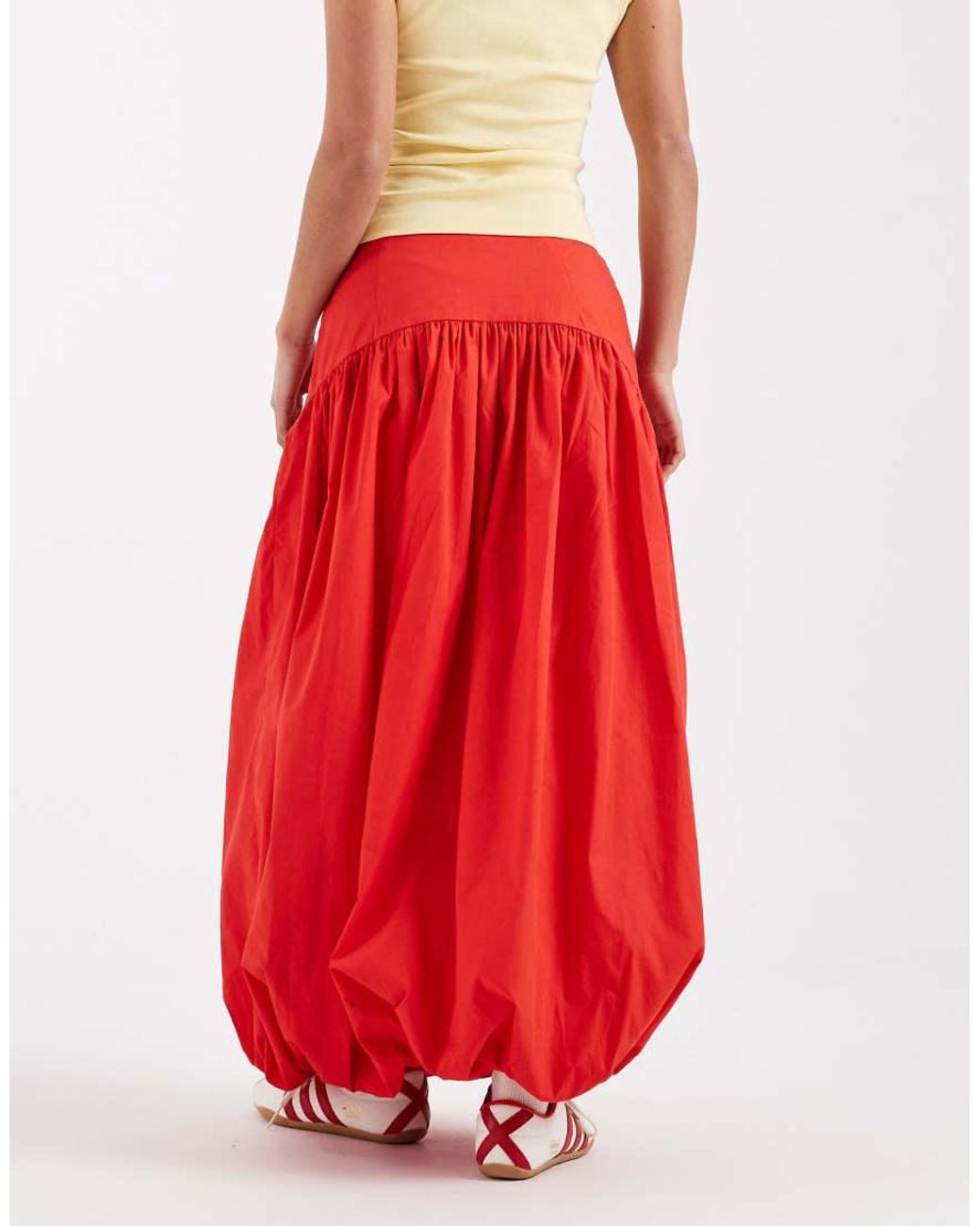 ASOS Red Asos Design Petite Dropped Waist Bubble Maxi Skirt