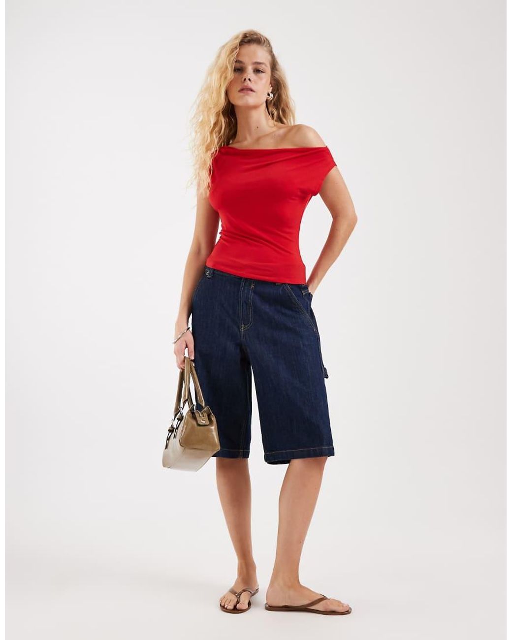 JJXX Red Laura Asymmetric Sleeveless Top