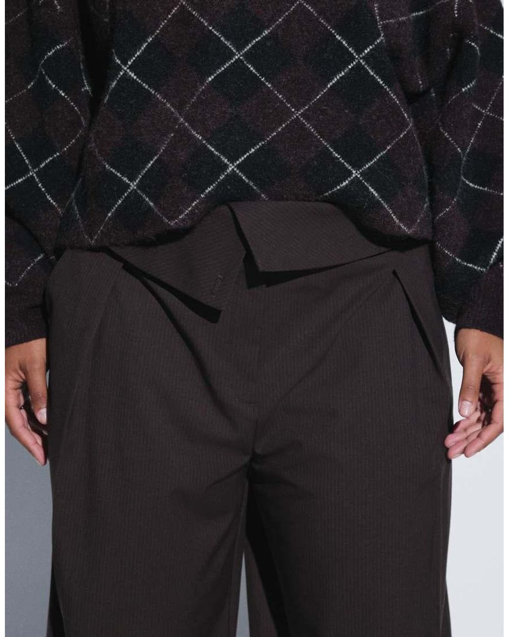 ASOS Black Curve Tailored Fold Over Waist Trouser