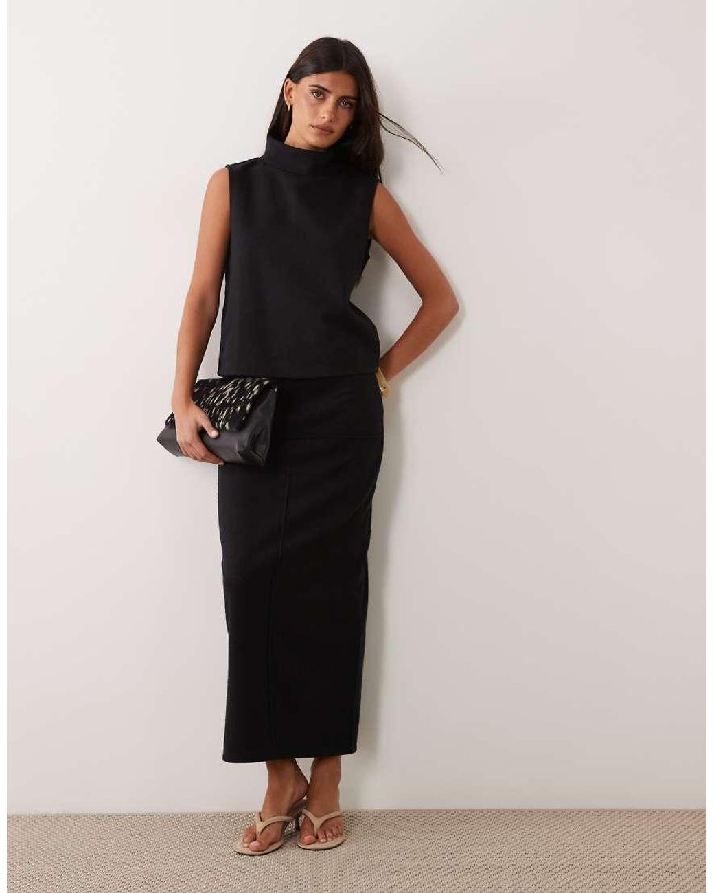Jdy Black Knitted Sleeveless High Neck Top Co-ord