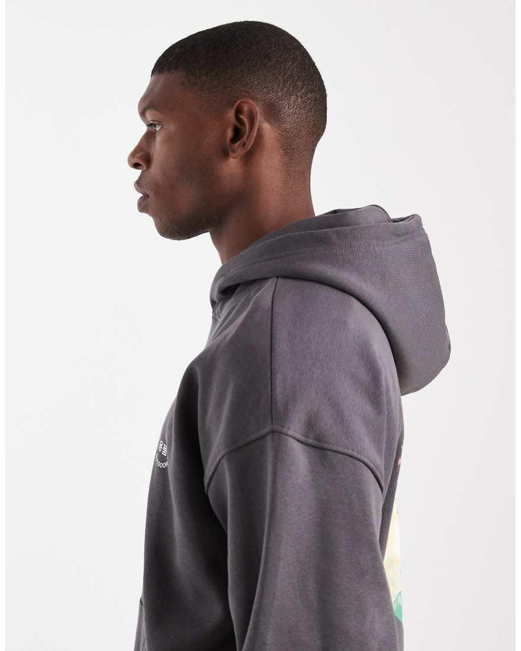 Only & Sons Gray Vintage Fit Hoodie With Scene Back Print for men