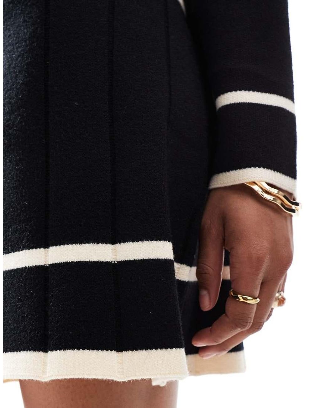 Object Black Knitted Mini Skirt Co-ord With Contrast Binding Details