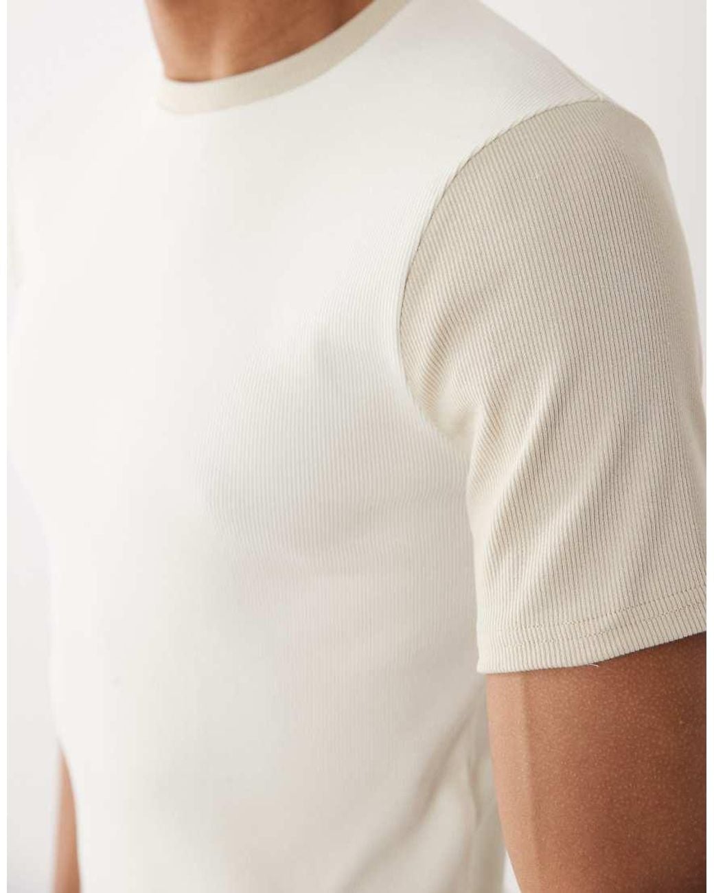 ASOS White Muscle Fit T-shirt With Tonal Contrast Sleeves for men