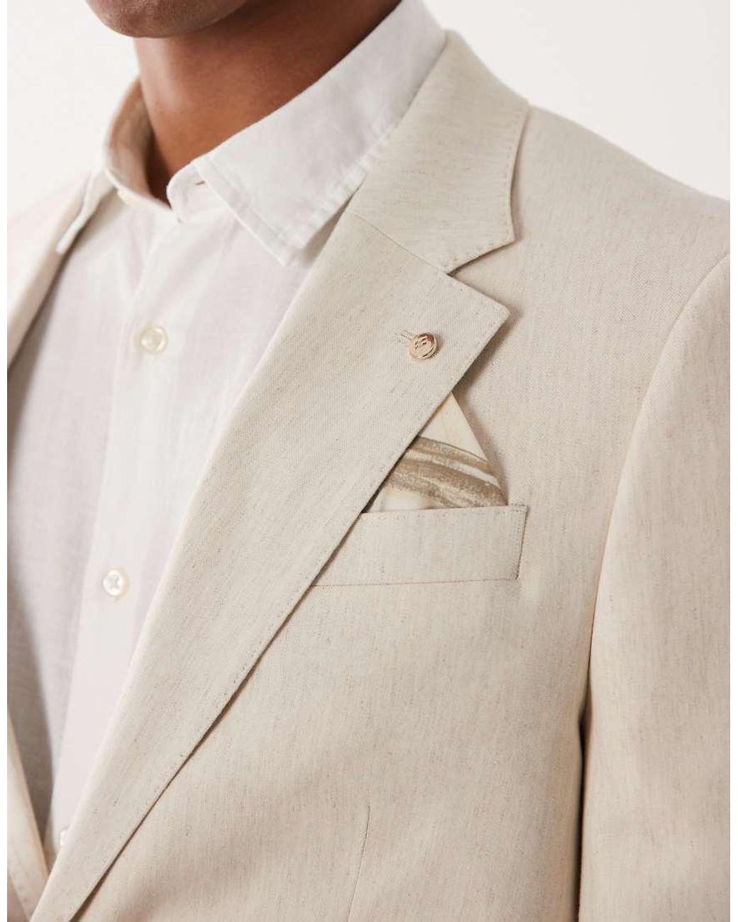 River Island Natural Linen Blend Suit Jacket for men