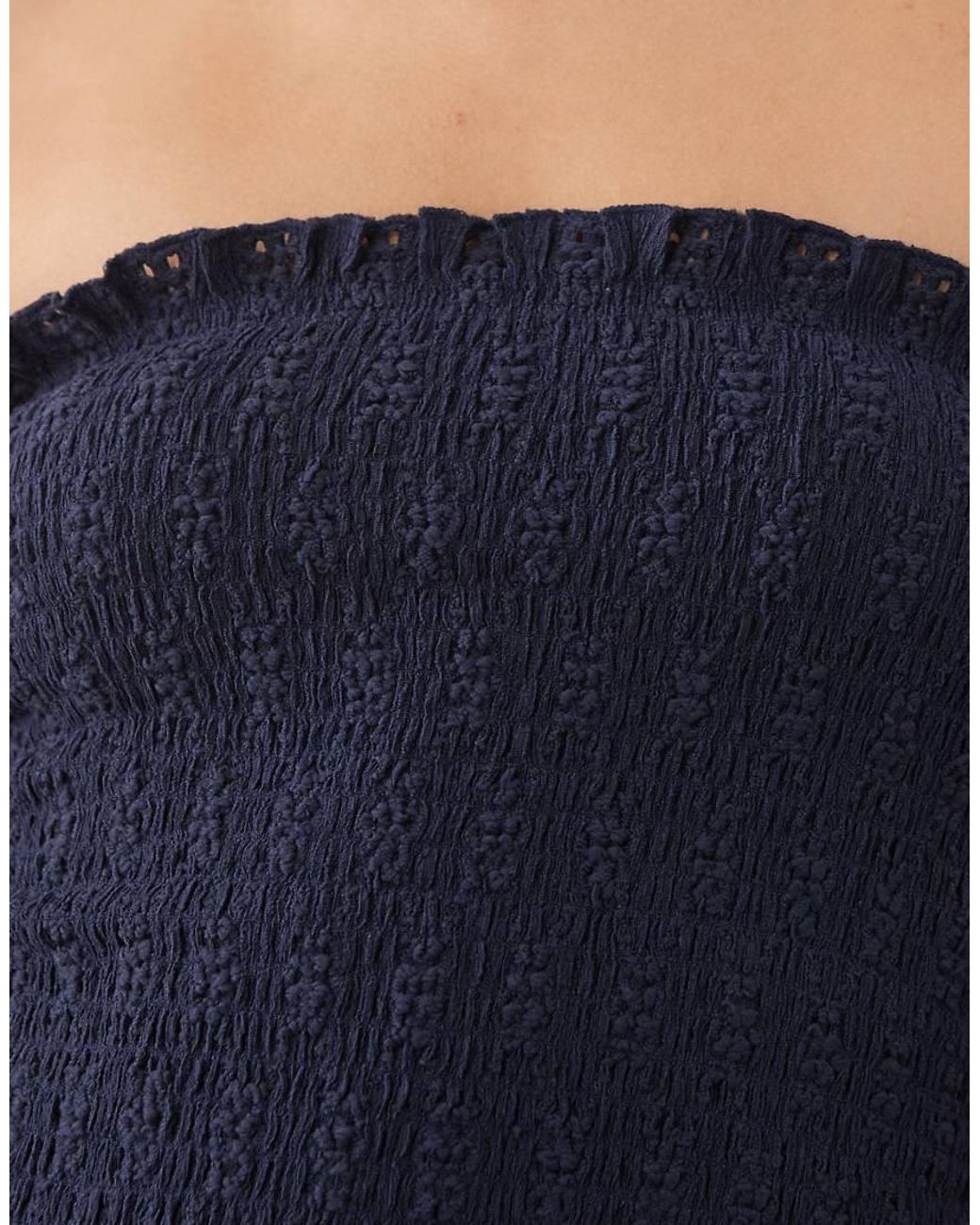 Mango Blue Teen Floral Embroidered Bandeau Top Co-ord