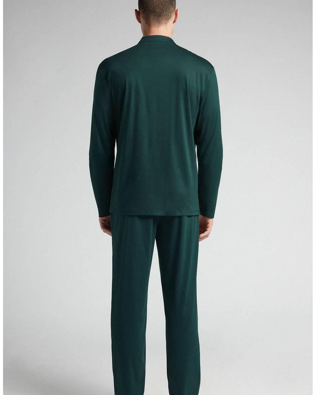 Intimissimi Green Full-Length Button-Up Cotton Pyjamas for men