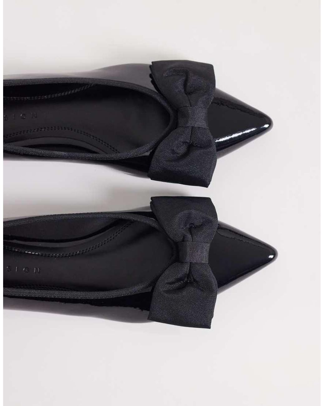 ASOS Blue Langston Bow Pointed Ballet Flats
