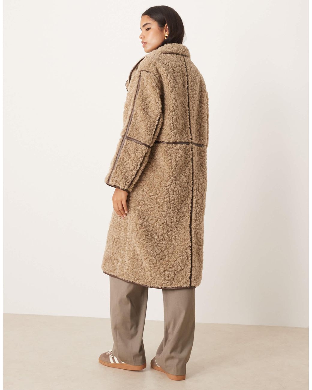ASOS Natural Longline Shearling Coat