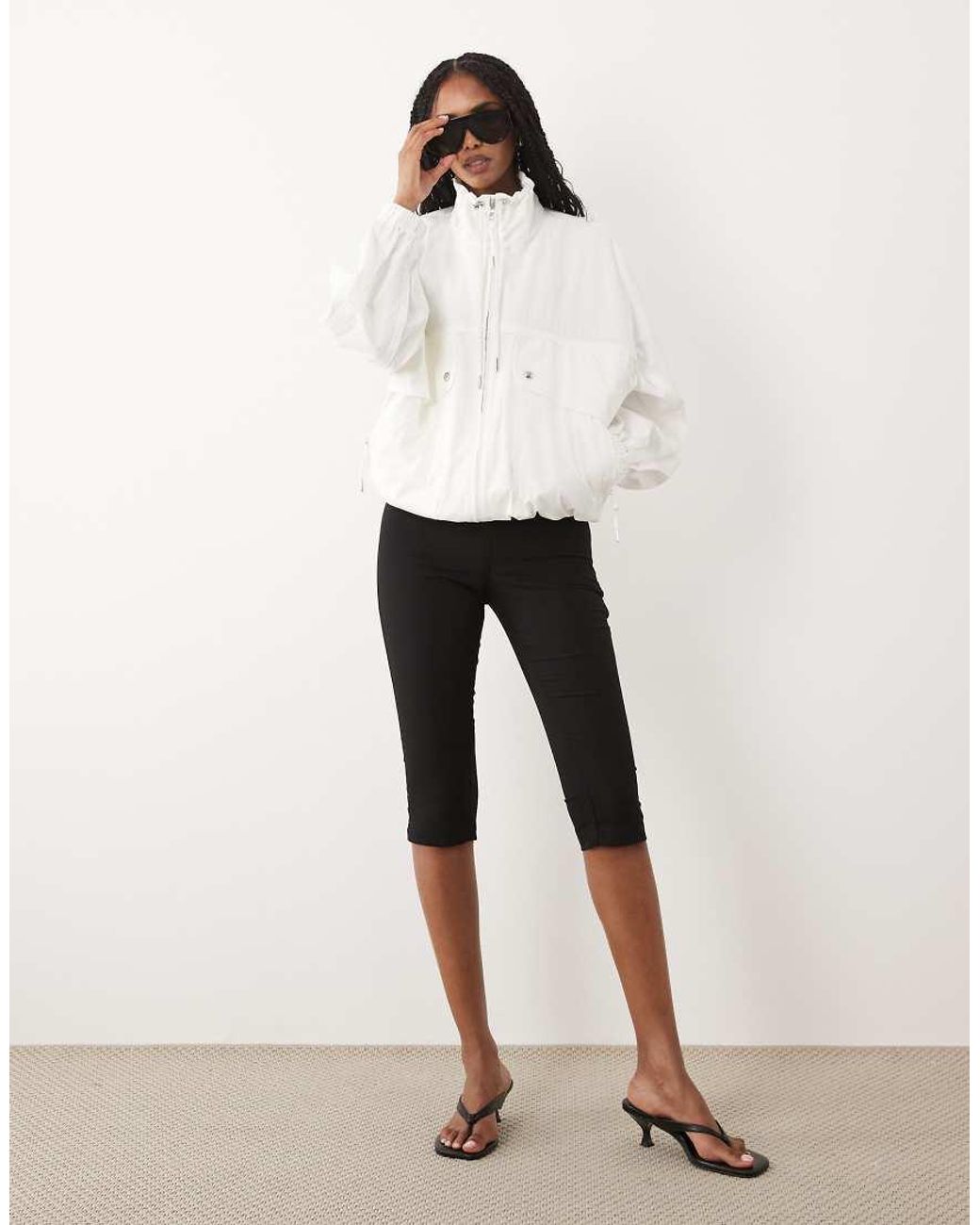 ARKET White Cotton Funnel Neck Utility Jacket
