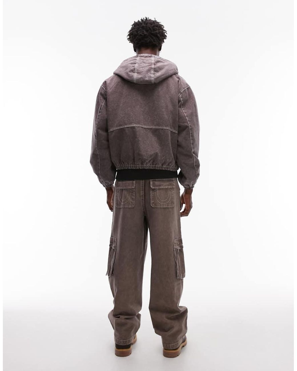 True Religion Brown Big T Baggy Cargo Jeans for men