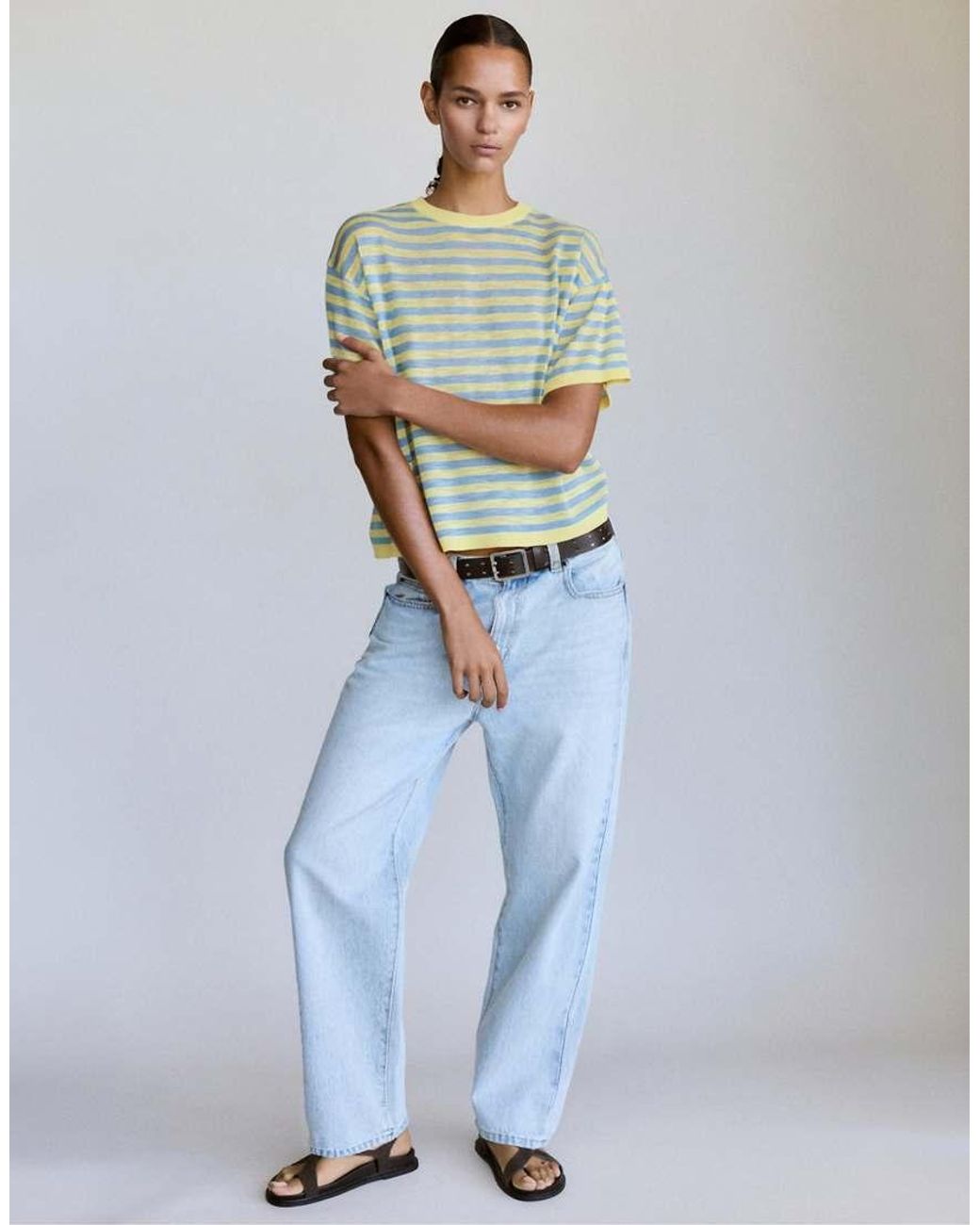 Pull&Bear Blue Fine Knit Striped Jumper