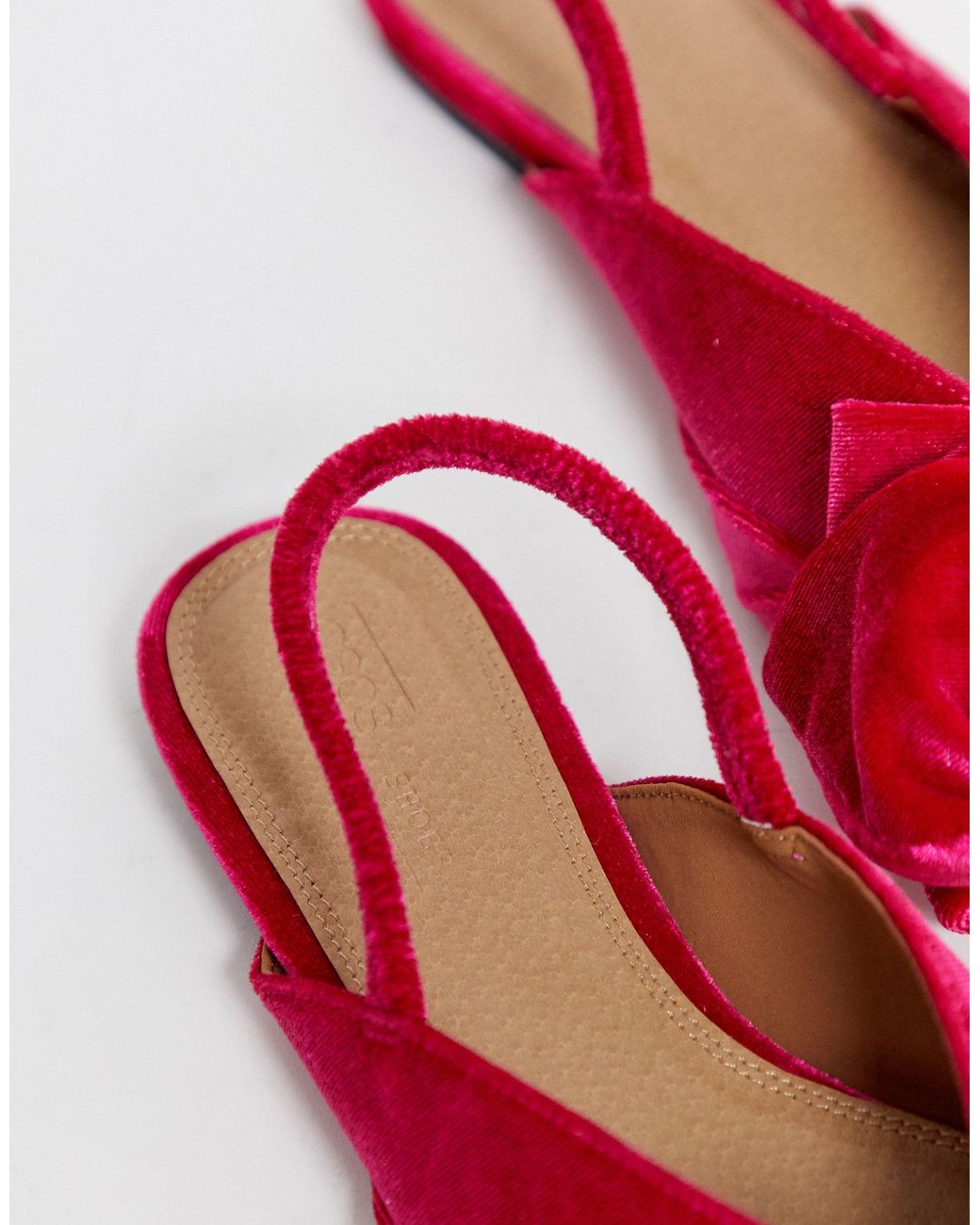 ASOS Lips Bow Slingback Ballet Flats in Pink Lyst
