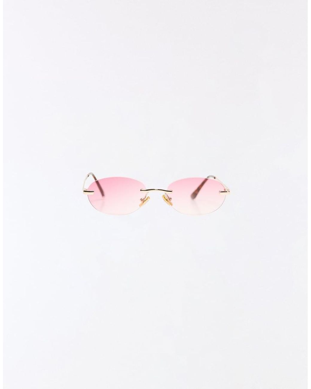 Bershka Brown Rimless Oval Sunglasses