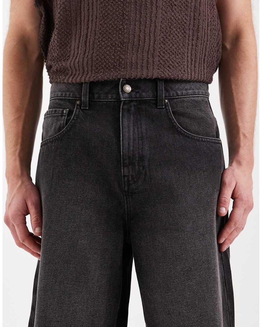 ASOS Natural Loose Denim Jorts for men