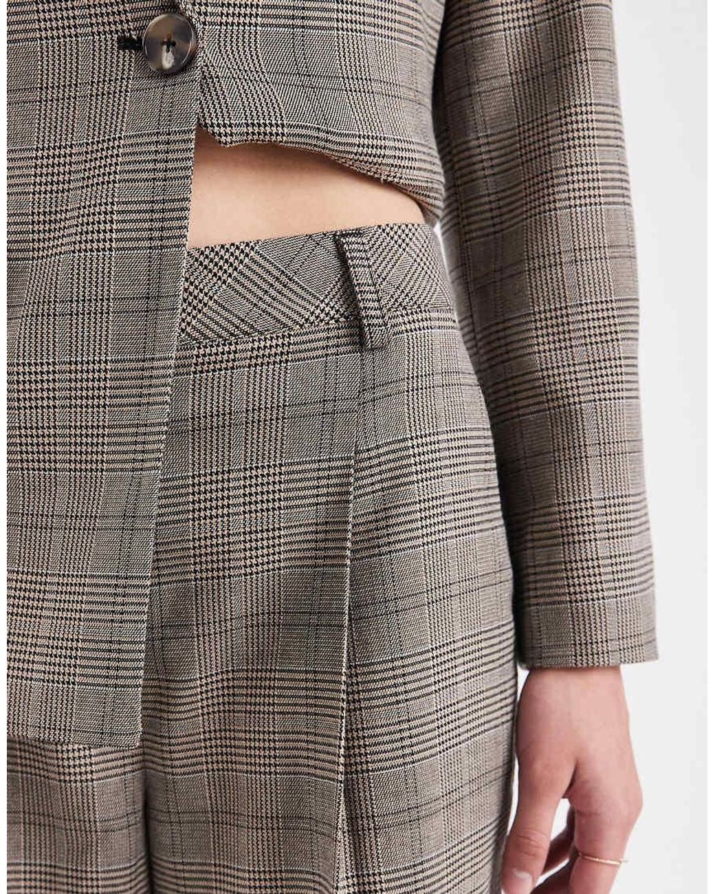 New Look Brown Co-Ord Check Wide Leg Trousers