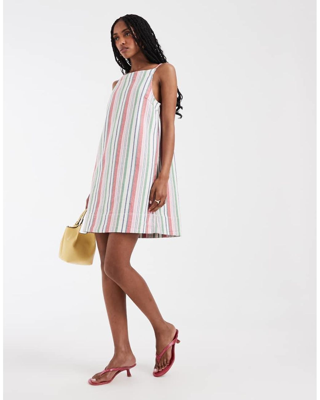 Pieces White Square Neck Denim Mini Dress