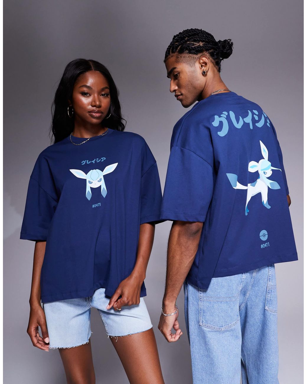 ASOS Pokemon Unisex Oversized T-shirt With Glaceon Prints in Blue | Lyst