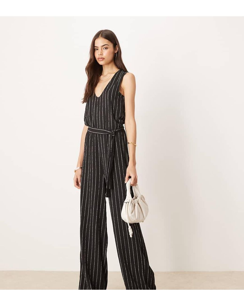 JDY Tall Black Tie Waist Jumpsuit