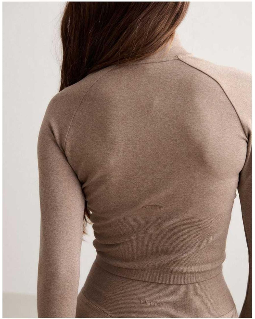 Aim'n Brown Espresso Melange Shape Seamless Zip Jacket