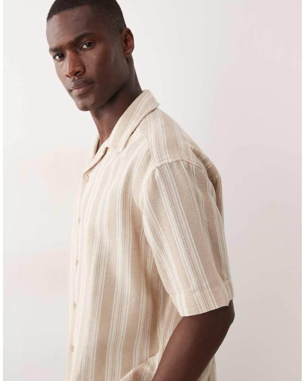 Only & Sons Natural Short Sleeve Relaxed Fit Knit Shirt for men