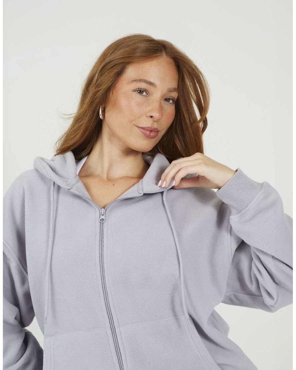 Brave Soul White Zip Through Polar Fleece Hoodie