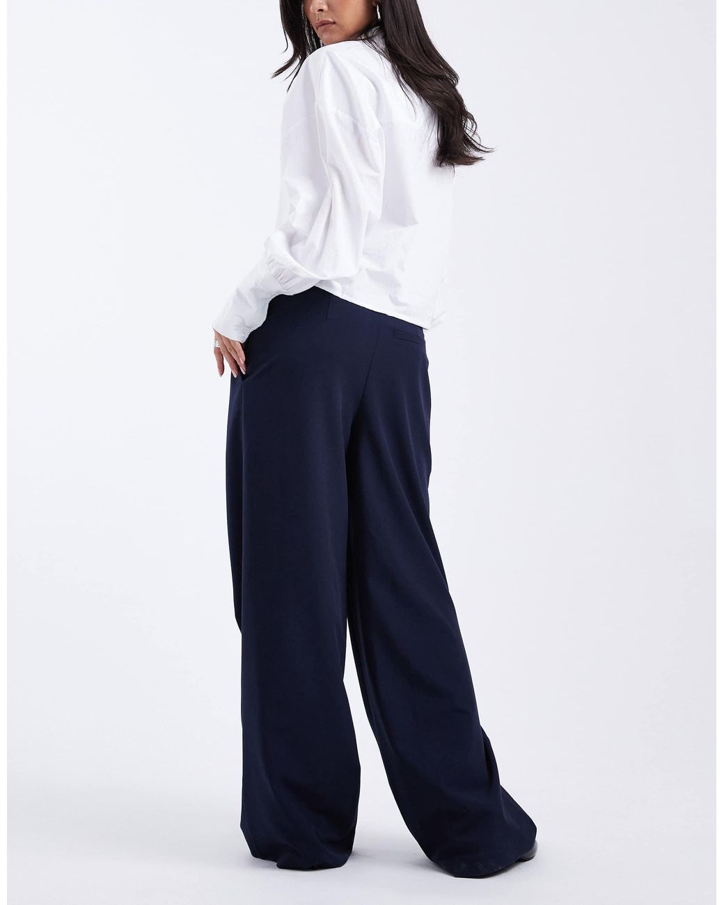 ASOS Tailored Low Rise Wide Leg Trousers With Asymmetric Waistband in