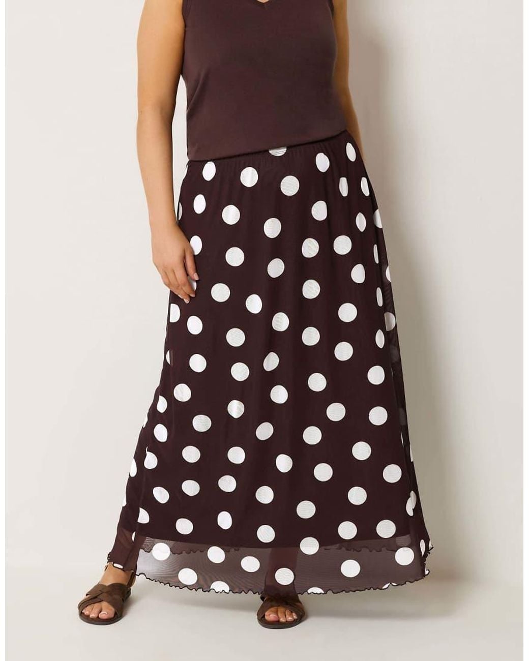 Yours Clothing White Polka Dot Mesh Maxi Skirt