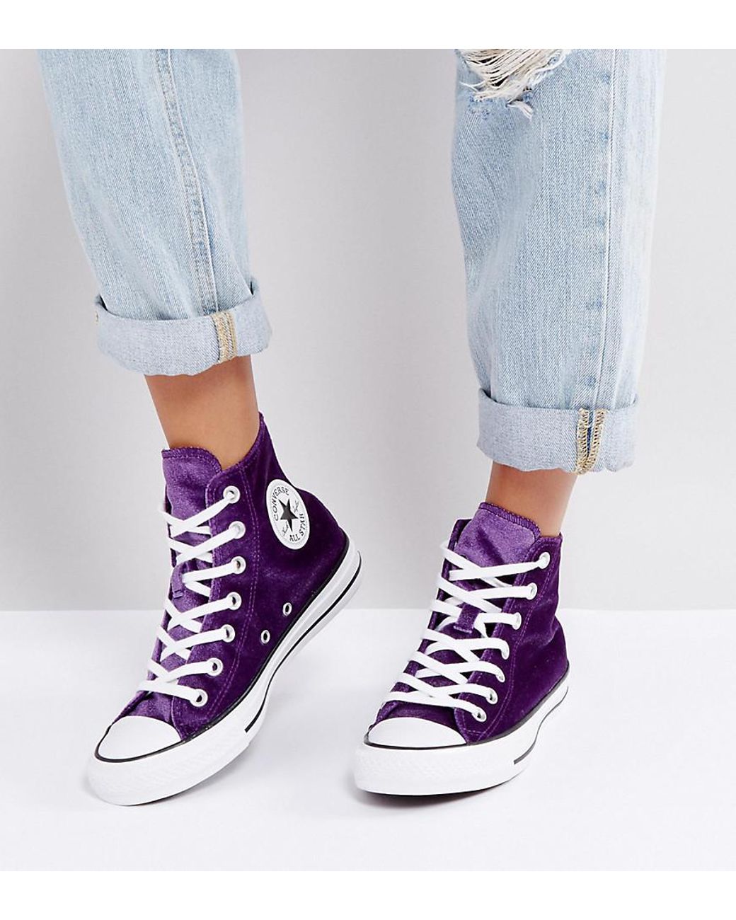 Chuck Taylor High Sneakers In Purple Velvet | Lyst