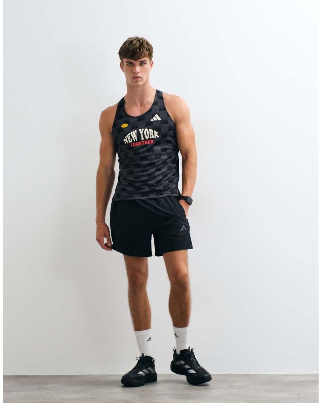 Adidas Originals Black Adidas Running Vest With New York Print for men
