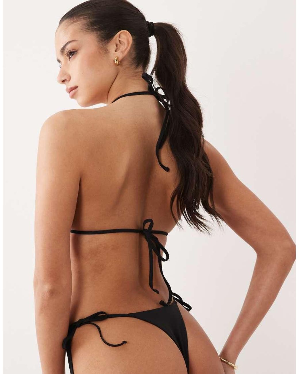 Oh Polly Natural Butterfly Detail Tie Side Triangle Bikini Bottom Co-Ord