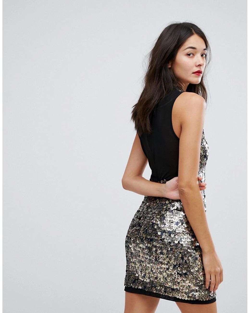French Connection Moon Rock Sleeveless Sequin Dress in Metallic Lyst