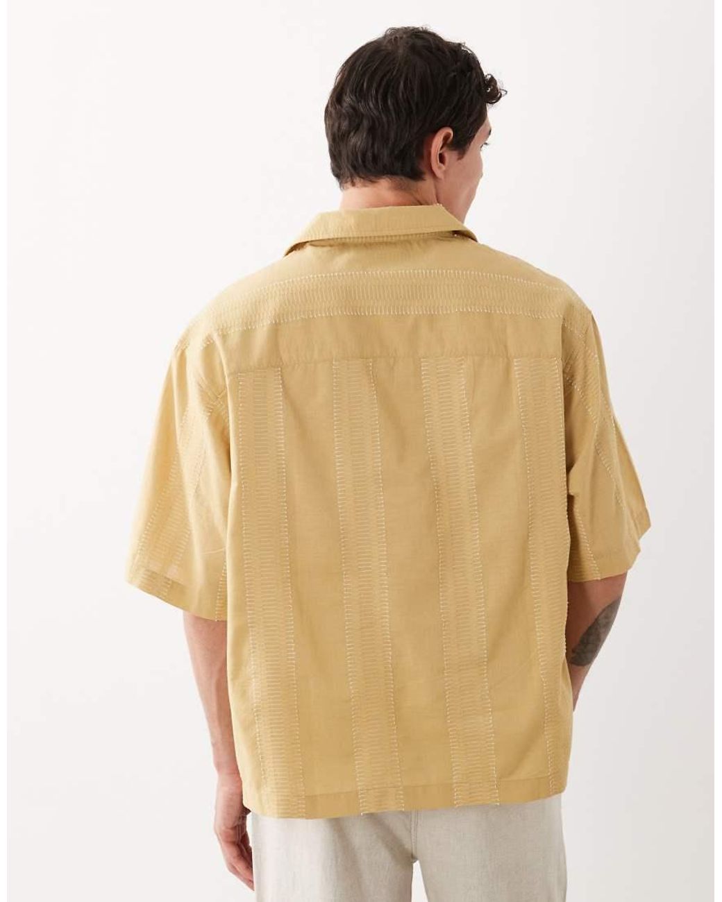 ASOS Natural Boxy Oversized Overhead Textured Shirt for men