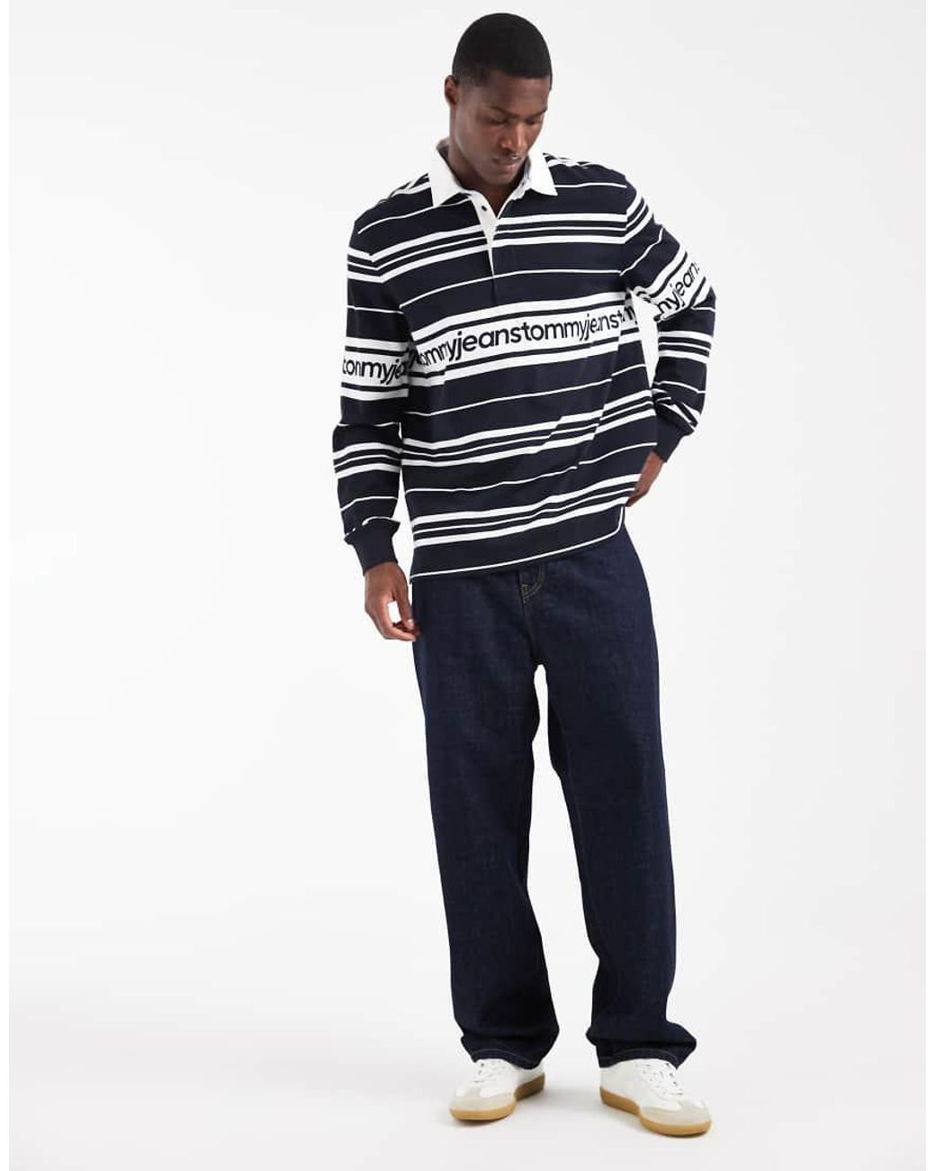 Tommy Hilfiger Blue Branded Relaxed Fit Rugby Shirt for men