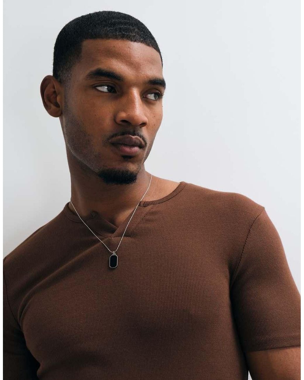 ASOS Brown Muscle Fit T-Shirt With Notch Neck for men