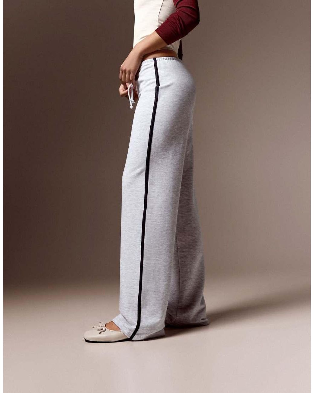 Bershka White Contrast Side-stripe joggers