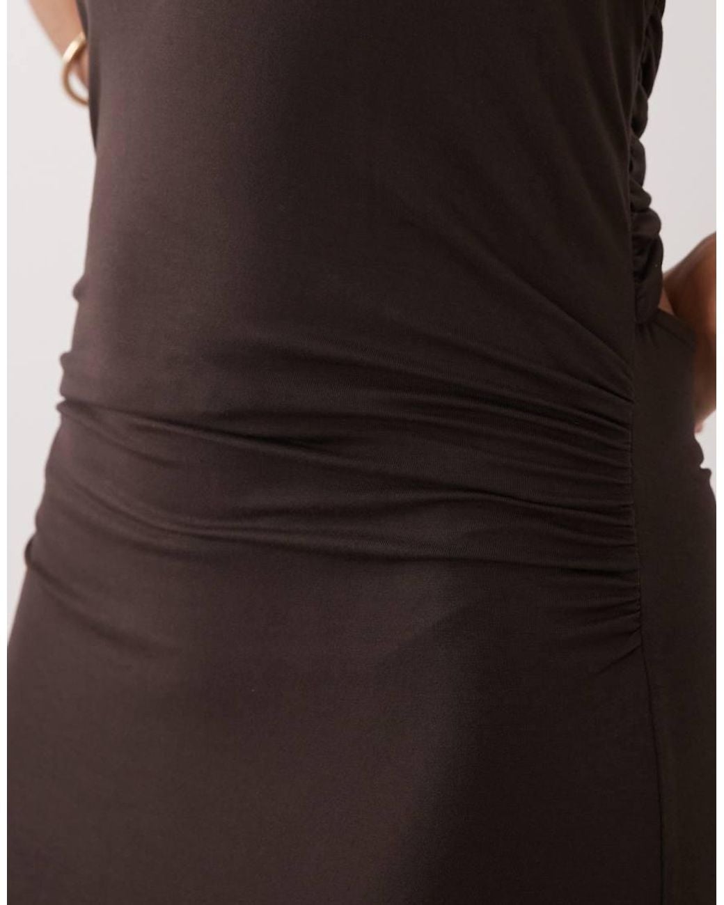 ASOS Brown Tie Back Halter Midi Dress