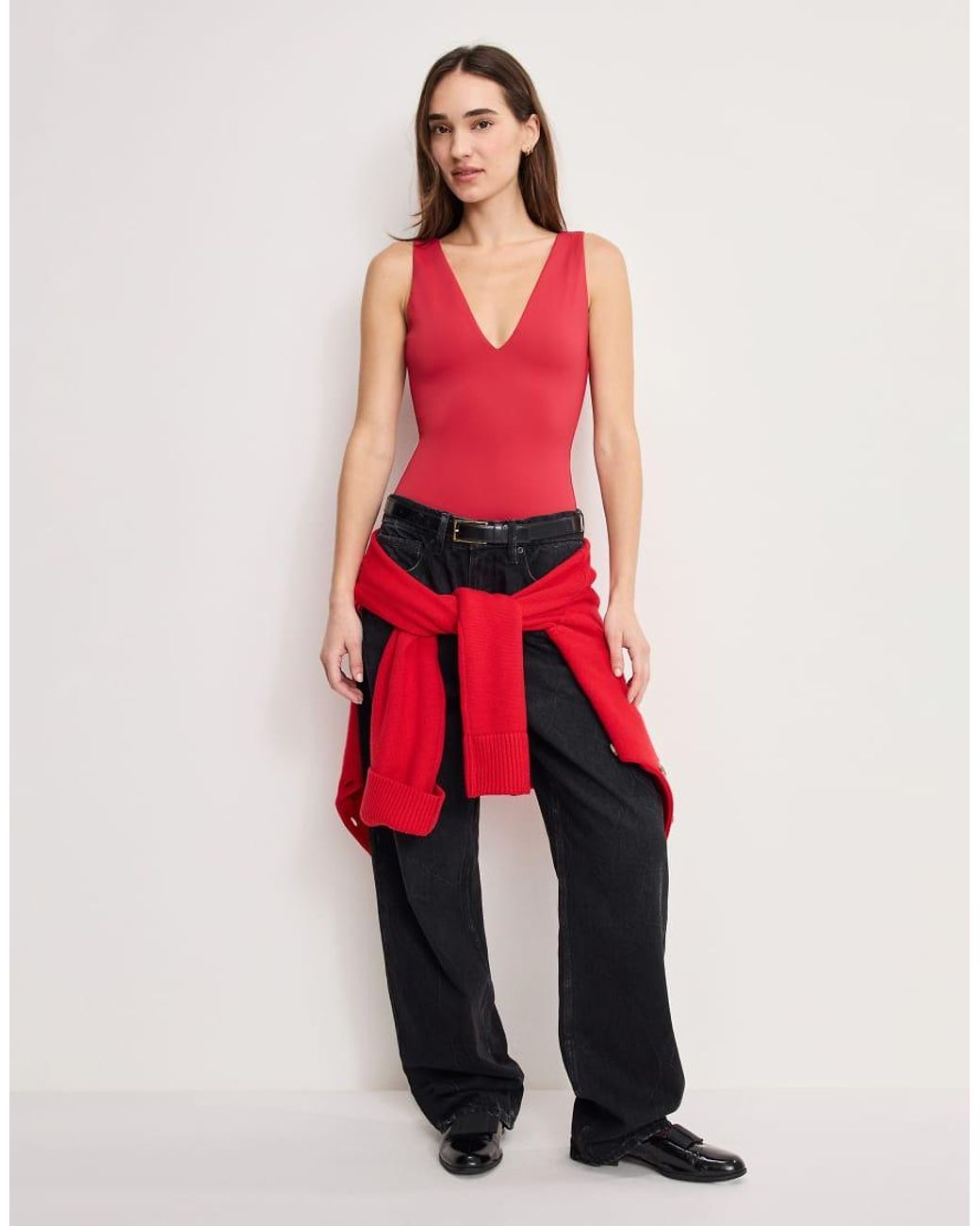 GOOD AMERICAN Vormgevende Body Met V-Hals in het Red