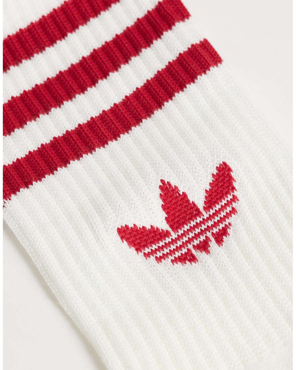 Adidas Originals White 3 Pack Three Stripe Crew Socks