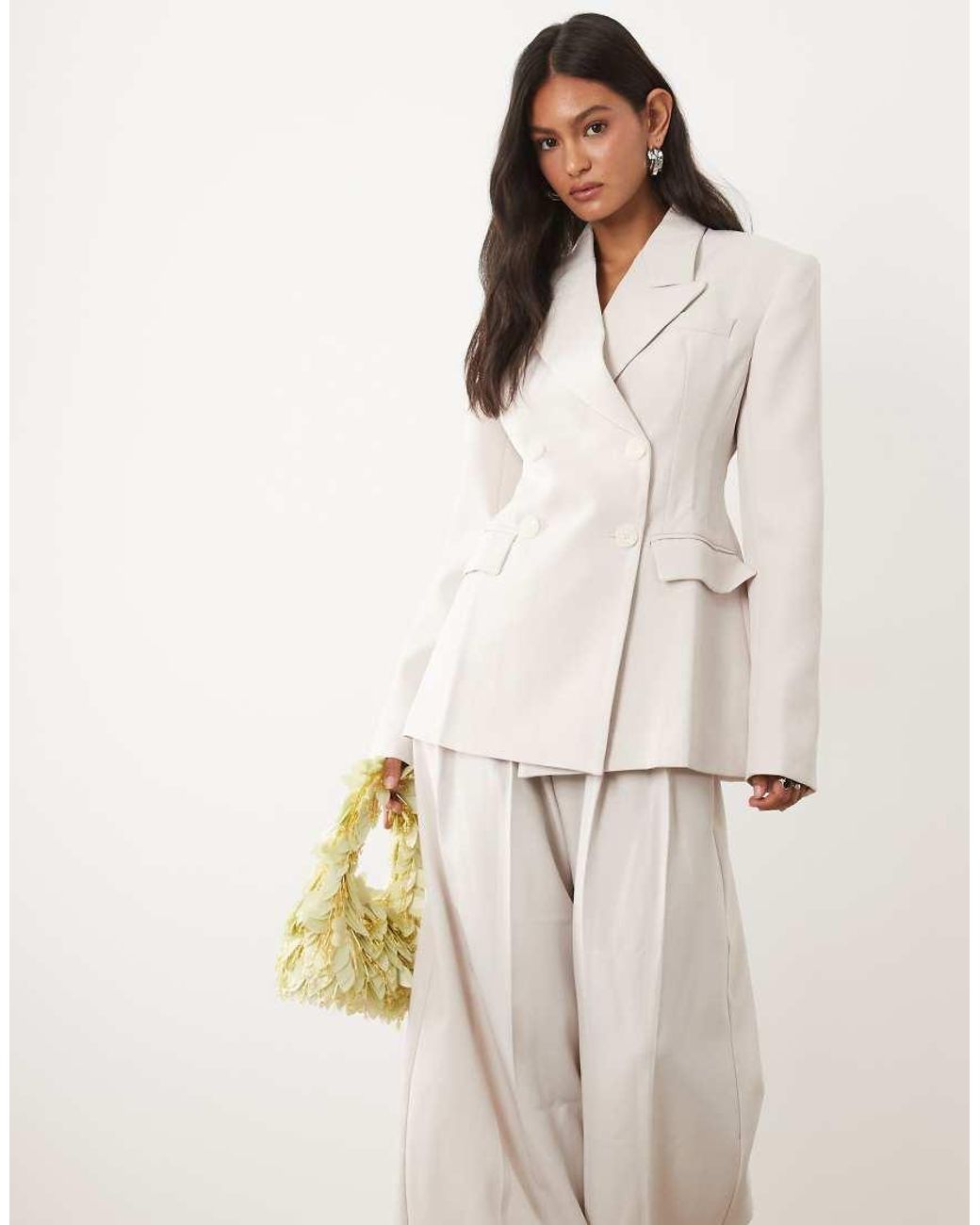JW PEI Natural Structured Double Breasted Tailored Mini Blazer