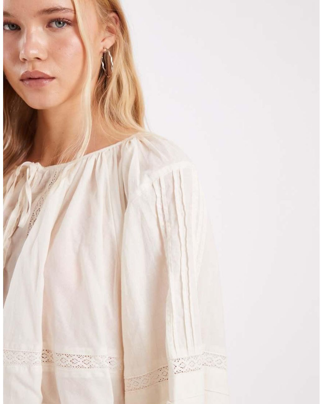 Free People White La Lune Long Sleeve Top