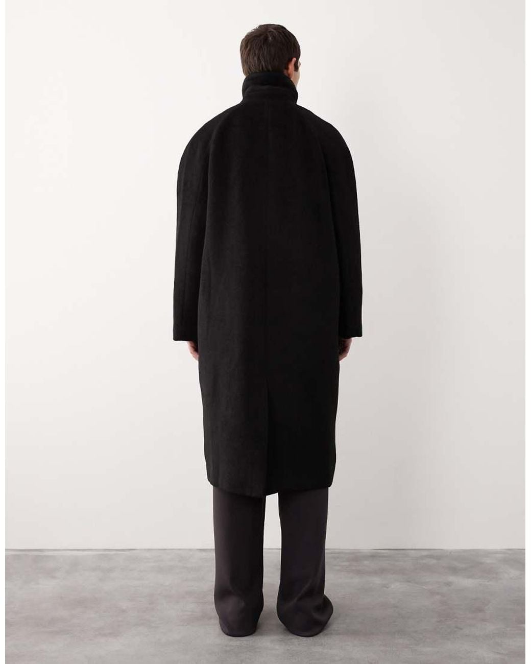 ASOS COLLECTIVE Black Wool Blend Oversized Overcoat for men
