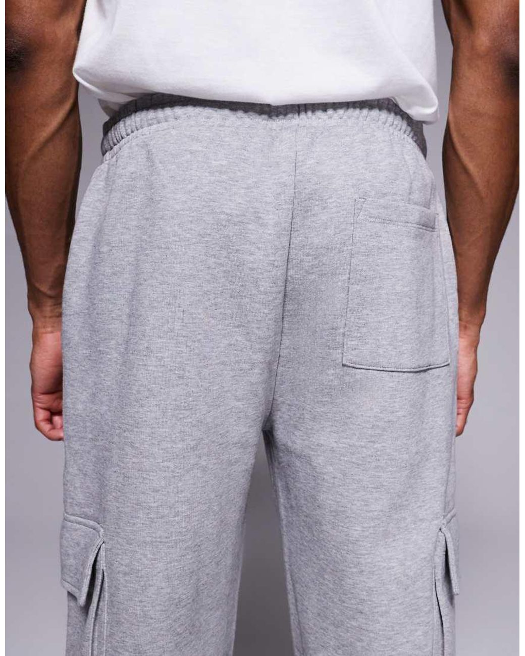 ASOS Gray Wide Leg Cargo Sweatpants for men