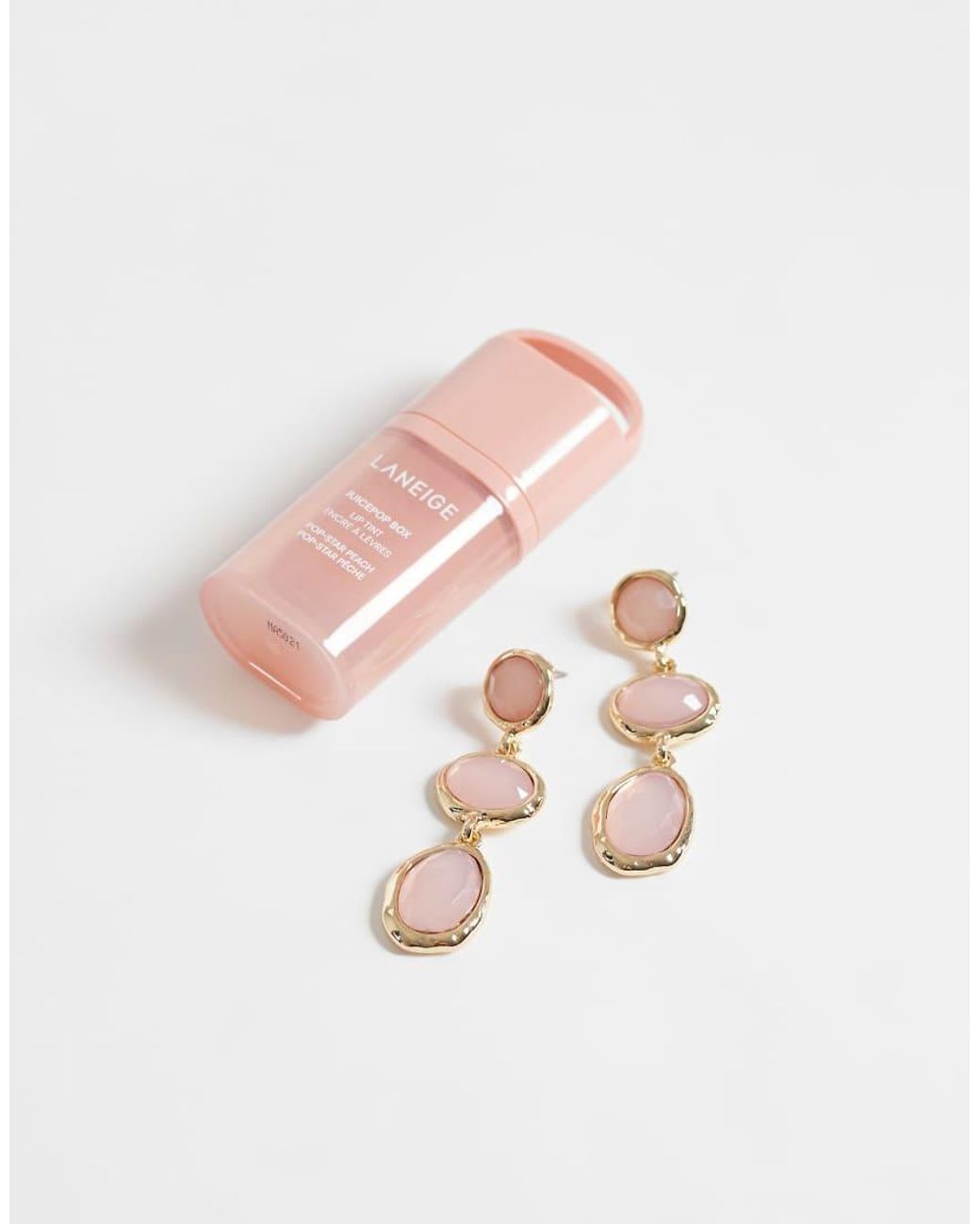 Accessorize Natural Triple Pink Gem Drop Earrings