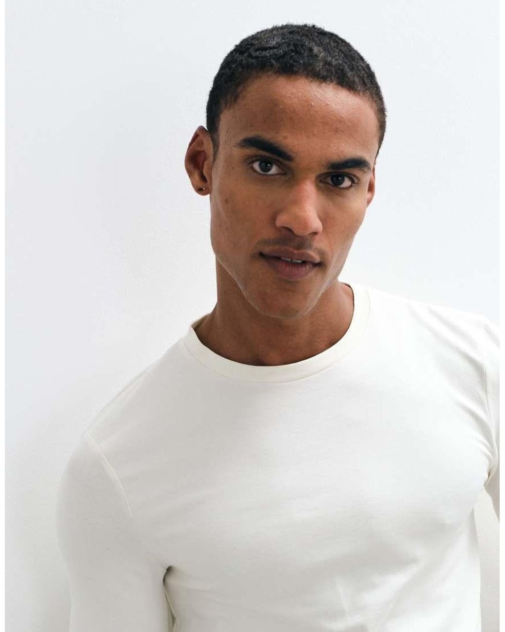 ASOS White Essentials Muscle Fit Long Sleeve T-Shirt for men