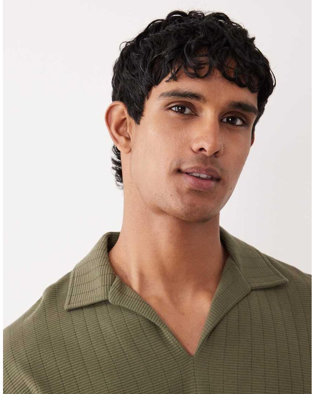 ASOS Green Relaxed Long Sleeve Polo for men